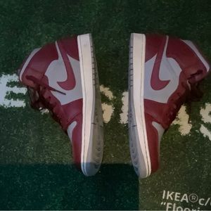 Jordan one grey and dark red